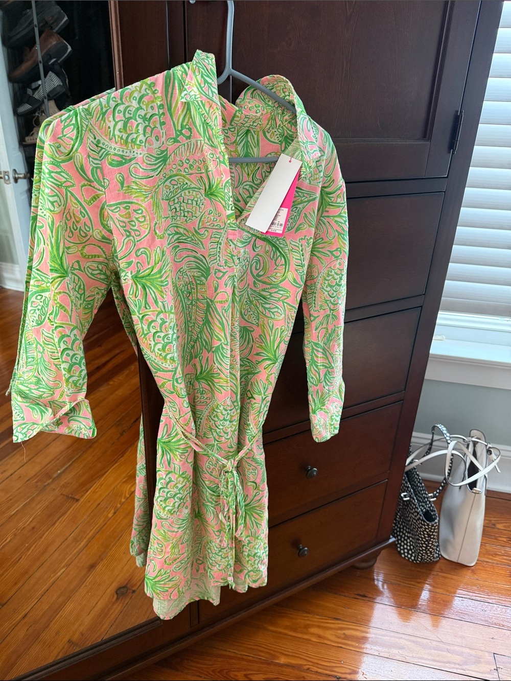 Lilly Pulitzer NWT M Pilar Tunic Linen Dress Mandevilla Baby Fins and Flippers